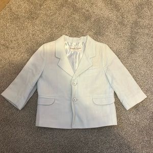 NWOT Sarah Louise England cotton linen 12m boys baby blue blazer
